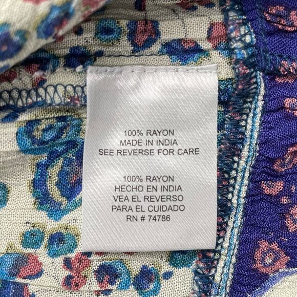 BILA Wrap Mini Skirt Large Blue Paisley Floral Western Cowgirl Lightweight Boho - Picture 6 of 15